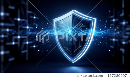 Futuristic Cyber Security, Digital Shield, Data Protection, and National Security. Ideal for technology news, government defense, and digital policy. Futuristic Cyber Security, Digital Shield, Data Protection, and National Security. Ideal for technology news, government defense, and digital policy. 127280907