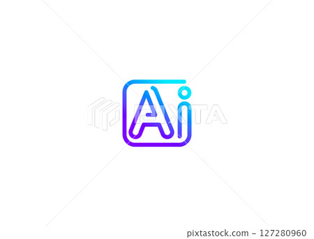 AI logo monogram chatbot icon, smart assistant emblem, line tech symbol. Automation tool for software, translator, digital education, neural system. Vibrant logotype design. Vector illustration AI logo monogram chatbot icon, smart assistant emblem, line tech symbol. Automation tool for software, translator, digital education, neural system. Vibrant logotype design. Vector illustration 127280960