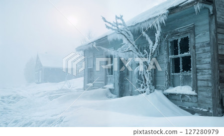 Blizzards Covering Abandoned Town in Deep Snow Drifts Blizzards Covering Abandoned Town in Deep Snow Drifts 127280979