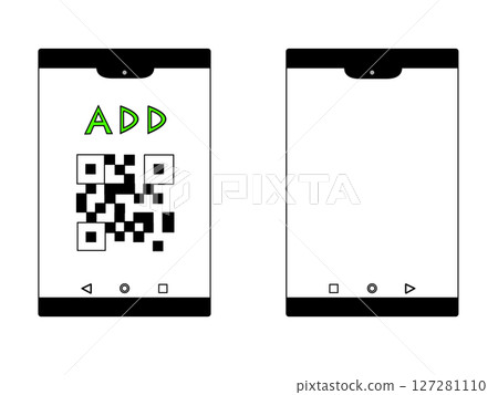 Illustration of a QR code displayed on a tablet smartphone Illustration of a QR code displayed on a tablet smartphone 127281110