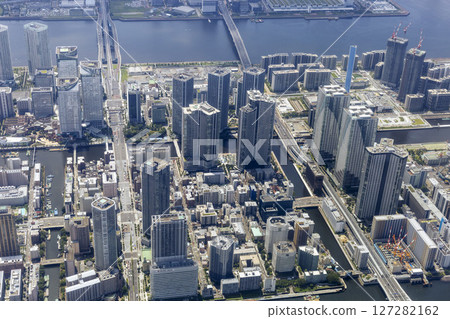 Aerial view of the Harumi area in Chuo Ward, Tokyo Aerial view of the Harumi area in Chuo Ward, Tokyo 127282162