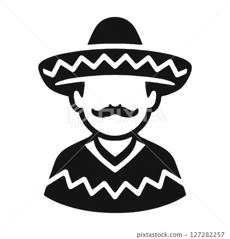 Mexican line drawing icon, no expression, illustration, material, no background, simple 127282257