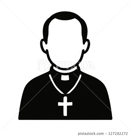 Priest's line drawing icon, no expression, illustration, material, no background, simple Priest's line drawing icon, no expression, illustration, material, no background, simple 127282272