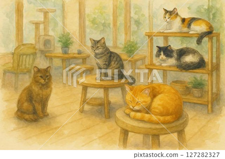 貓咪咖啡館圖片 貓咪咖啡館圖片 127282327