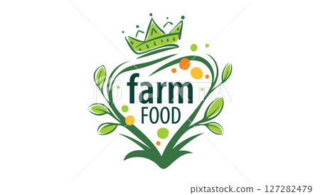 Vector logo of farm products, hand-drawn Vector logo of farm products, hand-drawn 127282479