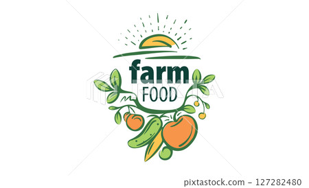 Vector logo of farm products, hand-drawn 127282480
