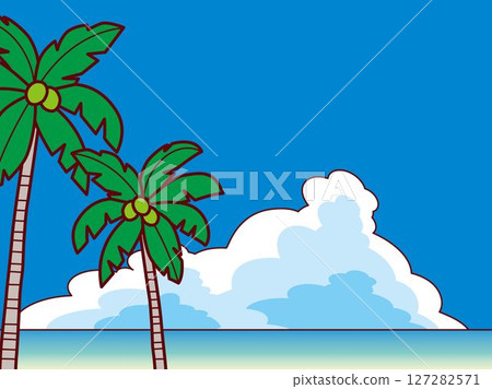 棕櫚樹、大海和雲彩 B4L 棕櫚樹、大海和雲彩 B4L 127282571