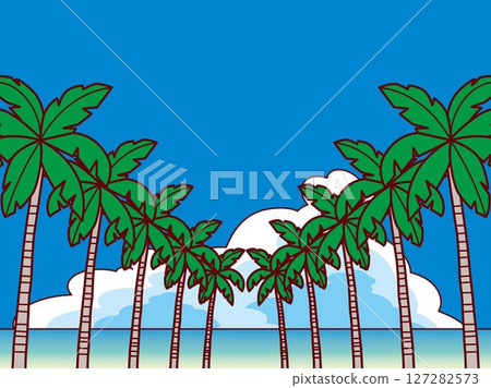 棕櫚樹、大海和雲彩 B6L 127282573