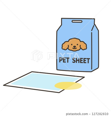 Illustration of a pet sheet that has failed to use the toilet Illustration of a pet sheet that has failed to use the toilet 127282810