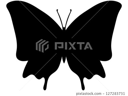 蝴蝶的剪影。燕尾蝶。 127283731