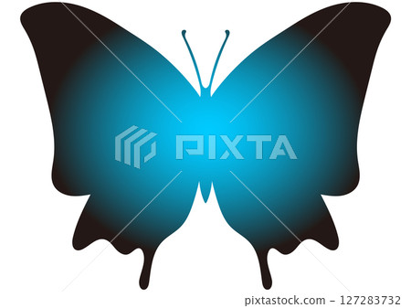 蝴蝶的剪影。燕尾蝶。 蝴蝶的剪影。燕尾蝶。 127283732