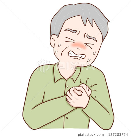 Elderly man with chest pain (color) 127283754