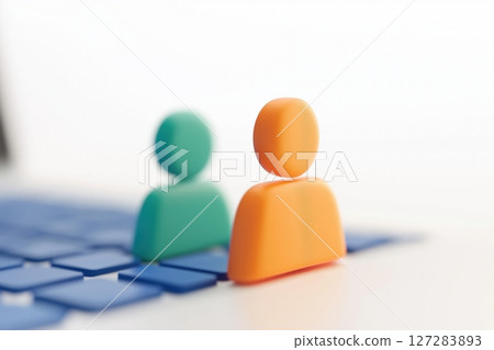 Virtual Workplace Concept with Holographic Figures in 3D Setting for Remote Meetings and Collaboration 127283893
