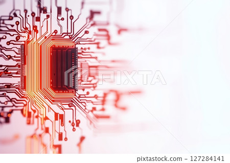 Futuristic AI Chip Design with Neon Circuits Highlighting Digital Innovation and Technology Concepts 127284141