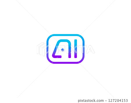 AI logo, chatbot smart assistant icon, virtual tool emblem for app, SaaS, automation, tech support, communication system, education software. Outline gradient monogram. Vector illustration AI logo, chatbot smart assistant icon, virtual tool emblem for app, SaaS, automation, tech support, communication system, education software. Outline gradient monogram. Vector illustration 127284153