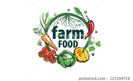 Vector logo of farm products, hand-drawn 127284718