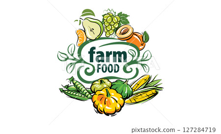 Vector logo of farm products, hand-drawn 127284719