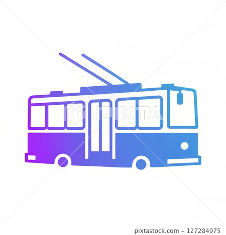 Colorful Illustration of a Trolleybus with Distinctive Features and Travel Context 127284975