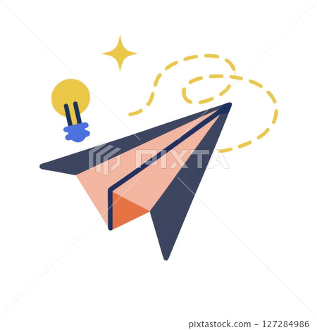 Creative Concept of Paper Plane with Light Bulb and Sparkle for Innovation and Ideas 127284986