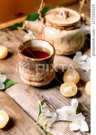 Traditional Tea Ceremony Ceramic Cup Setup Traditional Tea Ceremony Ceramic Cup Setup 127285029