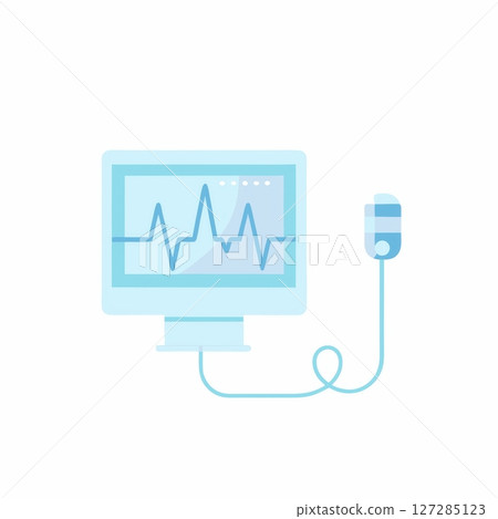 Medical Monitor with Heartbeat Graphic and Sensor for Healthcare and Emergency Use 127285123
