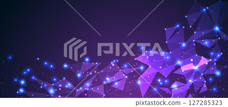 Abstract blue purple triangle mesh network connect fechnology futuristic background vector 127285323