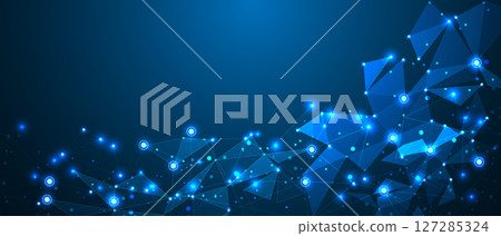 Abstract blue triangle mesh network connect fechnology futuristic background vector 127285324