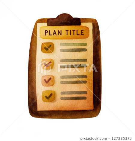 Watercolor Clip Board with Check List and Plan Title for Organization or Planning Purpose Watercolor Clip Board with Check List and Plan Title for Organization or Planning Purpose 127285373