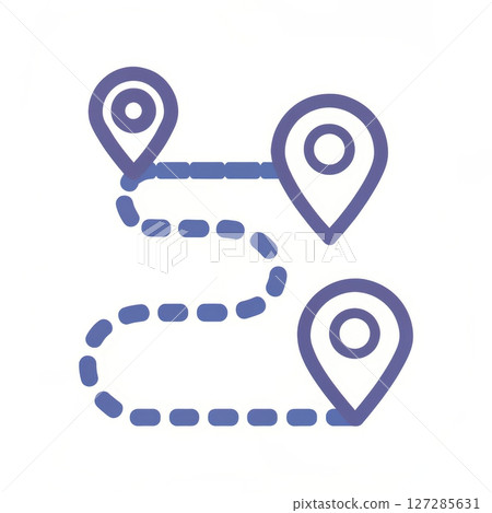 Road Map Concept with Location Pins and Dotted Path Illustrating Navigation Journey 127285631
