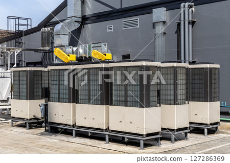 Exhaust vents of industrial air conditioning, ventilation units and Industrial centrifugal fan in ventilation systems. 127286369