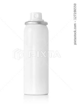 White aerosol spray can without cap isolated on white background for packaging or product mockup design White aerosol spray can without cap isolated on white background for packaging or product mockup design 127286550