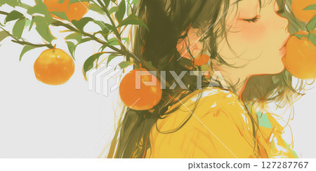 在果園工作的女孩 127287767