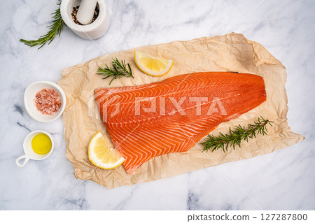 Salmon. Fresh raw salmon fish 127287800