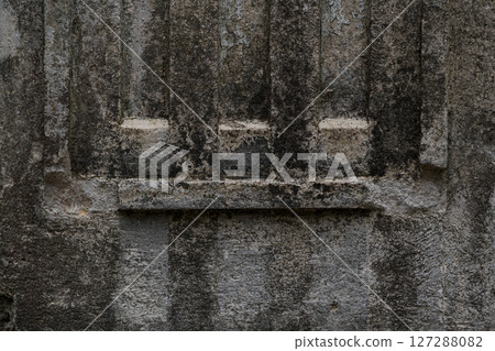 The design of an old, shabby, dirty column. The column in close-up The design of an old, shabby, dirty column. The column in close-up 127288082
