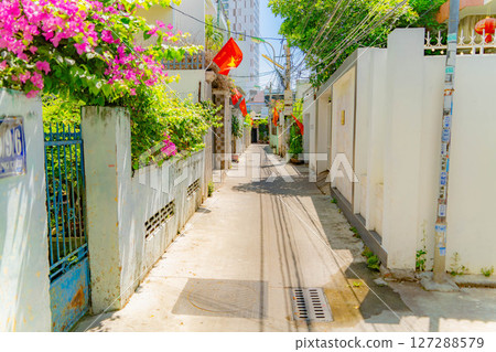 The streets of a small town. 127288579