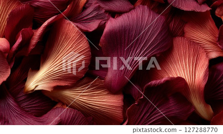 Close-Up of Dark Red Rose Petals with Water Droplets Close-Up of Dark Red Rose Petals with Water Droplets 127288770