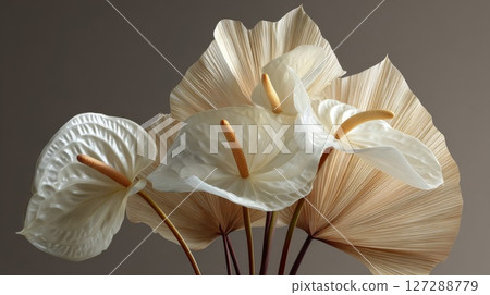 Close-up of Cream and Beige Anthurium Flowers Close-up of Cream and Beige Anthurium Flowers 127288779