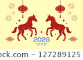 Two symmetrical zodiac horses card minimalist style 127289125