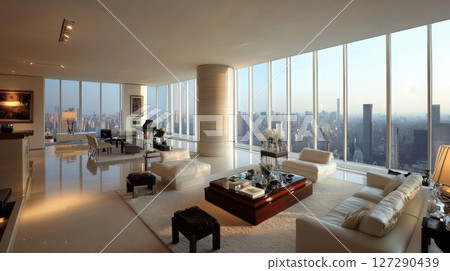 Modern Luxury Apartment with Panoramic City Skyline View 127290439