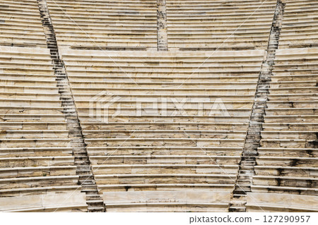 Stairs background in theater Herod Atticus in Acropolis Stairs background in theater Herod Atticus in Acropolis 127290957