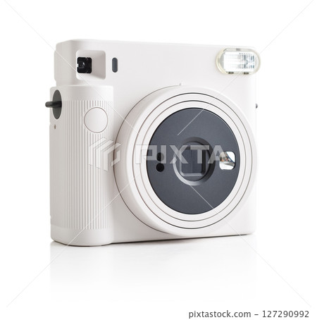 White retro  instant camera isolated on white background 127290992