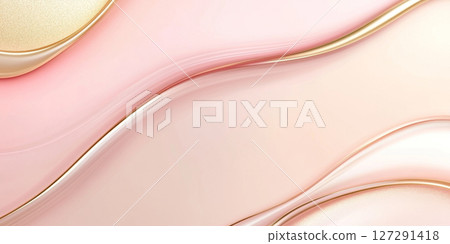 Soft elegant abstract waves with smooth gold accents, perfect for a delicate background 127291418