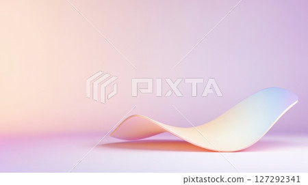 Abstract minimal background with curved lines, blue light, and purple gradient. Ideal for product packaging or modern digital presentations. 127292341