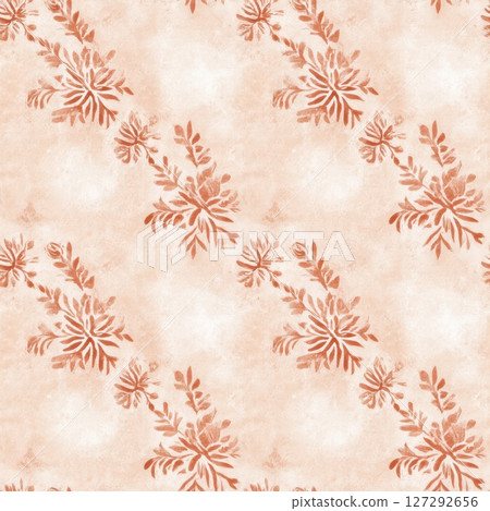 Modern botanical digital block print in monochrome charcoal on parchment-style background, refined minimal natural aesthetic 127292656