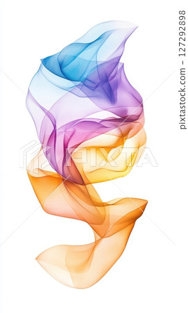 Minimalistic silk ribbons in gentle curves and transparent layers. Perfect for commercial use, artistic compositions, and premium modern backgrounds. Abstract swirling silk ribbons in vibrant colors. 127292898