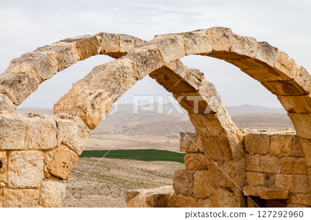 View of the ruins of Avdat, in the Negev Desert, Southern Israel View of the ruins of Avdat, in the Negev Desert, Southern Israel 127292960