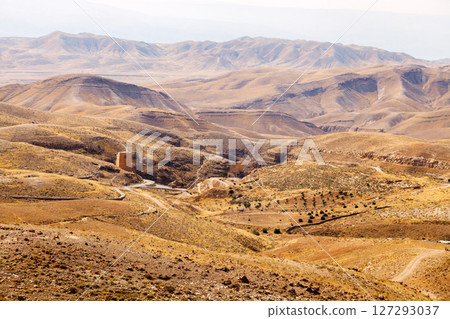 The Judean desert. The road leading to the Holy Lavra of Saint Sava, known in Syriac as Mar Saba 127293037