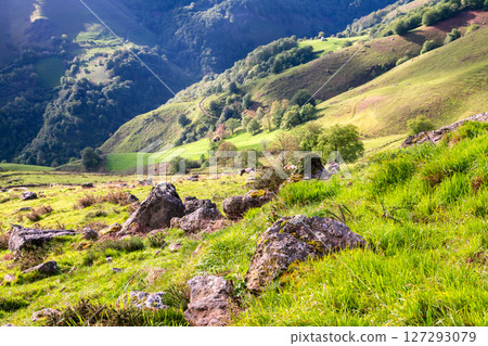View of the Cirque de Gavarnie and its waterfalls, in the French Pyrenees. View of the Cirque de Gavarnie and its waterfalls, in the French Pyrenees. 127293079