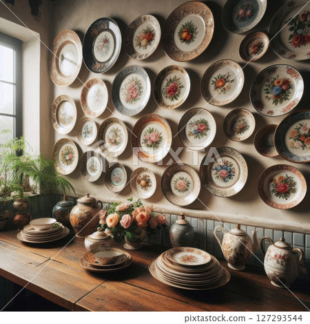 Floral porcelain patterns create nostalgic and curated interior statement. 127293544