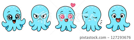 Adorable cartoon style octopus characters 127293676